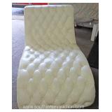  NEW White Leather Contemporary Button Tufted and Tacked Decorator Chaise Lounge  Auction Estimate $