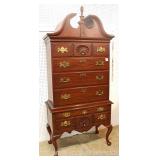  SOLID Mahogany “Henkel Harris Virginia Galleries” 3 Part Shell Carved Queen Anne High Boy  Auction 