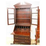  CLEAN Mahogany “Century Furniture” 2 Piece Bracket Foot Secretary Desk with Bookcase Top  Auction E