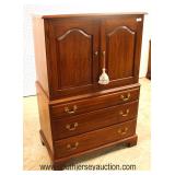  SOLID Mahogany “Henkel Harris Furniture Virginia Galleries” 2 Door 3 Drawer High Chest with Fitted 