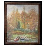  Oil on Canvas on Board Lake Scene Signed W.E. Baum  Auction Estimate $500-$1000 – Located Inside 