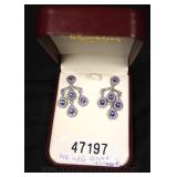  14 Karat White Gold Tanzanite and Diamond Approximately 2 CTW Tanzanite and 2 CTW Diamond Earrings