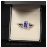  18 Karat White Gold 1 Carat plus Tanzanite and Diamond Ring  Auction Estimate $700-$1200 – Located 