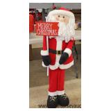  Super Clean and Nice !!  Holiday Santa Claus Holding Merry Christmas Sign  (Approximately 4 Foot Ta