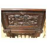  ANTIQUE Heavily Carved Fall Front Silver Cabinet  Auction Estimate $200-$400 – Located Inside 