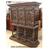  AWESOME ANTIQUE Heavily Carved 3 Part 3 Door Silver Cabinet with Full Lady Figures  Auction Estimat