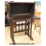  ANTIQUE Heavily Carved Fall Front Silver Cabinet  Auction Estimate $200-$400 – Located Inside 