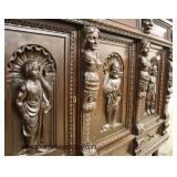  AWESOME ANTIQUE Heavily Carved 3 Part 3 Door Silver Cabinet with Full Lady Figures  Auction Estimat