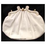  “Judith Leiber” White Snake Skin Purse with Beaded Top  Auction Estimate $100-300 – Located Glasswa