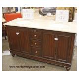 NEW 60” Marble Top Double Sink Bathroom Vanity with Quiet Close Drawers and Back Splash Located Insi