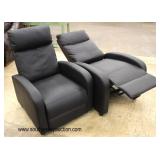  PAIR of Like New Modern Design Black Leather Recliners  Auction Estimate $300-$600 – Located Inside