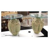  PAIR of Custom Terracotta Vase Base Glass Top Decorator Lamp Tables  Auction Estimate $100-$200 – L