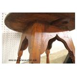  ANTIQUE Tiger Maple Round Pegged Lamp Table in Original Found Condition  Auction Estimate $100-$200