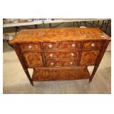 Awesome Theodore Alexander burl mahogany banded 5 drawer 2 door brandy board approx. 42" w x 13" d x 34" h 