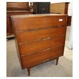  Mid century Modern Danish walnut 4 drawer high chest with Formica top approx. 35" w x 19" d x 41" h 
