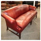  Awesome Stickley Colonial Williamsburg red leather sofa with 1 cushion approx. 89" w x 31" d x 39" h 