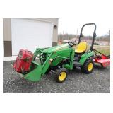  Lot 101 John Deere 4x4 subcompact 1023 Tractor with a D120 loader with 257.3 hours, runs and operat