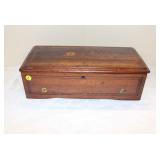  Lot 114 Beautiful antique rosewood with inlay single comb music box missing teeth on comb, in worki