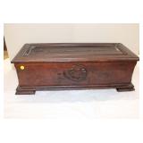  Lot 115A Antique oak single comb music box with good teeth and crank, Not working, in as found cond