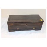  Lot 115H Antique rosewood with inlay single comb Swiss music box, is Working approx. 13" w x 6" d x