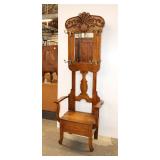  Lot 122 Antique petite oak lift top hall rack approx. 27" w x 15" d x 80" h