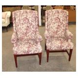  Lot 125 Pair of mahogany frame floral pattern upholstered fireside chairs