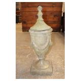  Lot 126 Vintage concrete garden urn with lid approx. 12" w x 12" d x 36" h