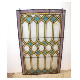 Lot 130 Semi antique leaded glass sun catcher, some cracks approx. 21" w x 32" h