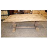  Lot 131 Primitive style 3 board top country farm table with 2 extensions in the manner of Restorati