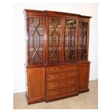 Lot 141 Henkel Harris 2pc banded solid mahogany 4 door china buffet