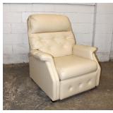  Lot 144 Cream color leather style button tuft recliner approx. 35" w x 32" d x 38" h seat height 17
