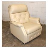  Lot 145 Cream color leather style button tuft recliner approx. 35" w x 32" d x 38" h seat height 17