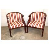  Lot 146 Pair of solid mahogany swan carved decorator chairs approx. 27" w x 25" d x 34" h seat heig