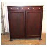  Lot 160 Antique mahogany paw foot 2 door 3 drawer fitted interior gentlemen