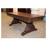  Lot 162 Wicker and oak antique style coffee table approx. 48" w x 22" d x 19" h