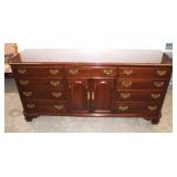 Lot 163 Ethan Allen solid cherry 9 drawer 2 door fitted interior low chest