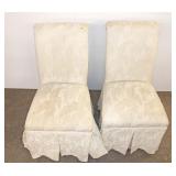  Lot 180 Pair of decorator upholstered Parson style chairs, has some staining
