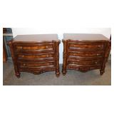  Lot 185 Nice Pair of Schnadig burl walnut oversized 3 drawer nightstands