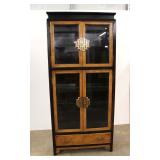  Lot 191 Century Furniture Asian Inspired burl walnut painted frame 4 door 1 drawer display cabinet