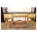  Lot 196 Beautiful semi antique French style factory painted in the manner of Adams marble top sideb