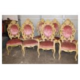  Lot 201 Set of 8 Vintage Italian carved dining room chairs, some staining