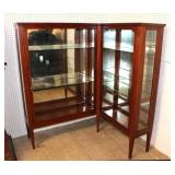  Lot 204 Antique mahogany with inlay fixed corner crystal cabinet attributed to Flint and Horner, ha