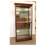  Lot 207 Mahogany bevel glass mirror back side door display cabinet
