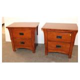 Lot 211 Pair of Riversedge mission oak style 2 drawer nightstands