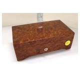  Lot 230 Thorens vintage exotic burl walnut Swiss music box, single comb, teeth are good, working, a