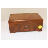  Lot 235 Thorens vintage exotic burl walnut Swiss music box, single comb, teeth are good, working, w