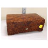  Lot 239 Thorens vintage exotic burl walnut Swiss music box, single comb, teeth are good, working, a