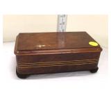  Lot 247 Antique Thorens walnut Swiss music ring box, working, approx. 7" x 4" x 2 1/2"