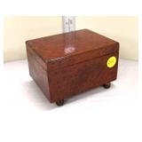  Lot 248 Thorens vintage exotic walnut lift top music ring box, not working, approx. 5" x 4" x 3"