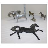  Lot 265 Group lot 6 various metal horses, some cast, iron, brass, pewter, approx. largest 15"l, sma